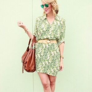 CAbi Green and Cream Floral Dress